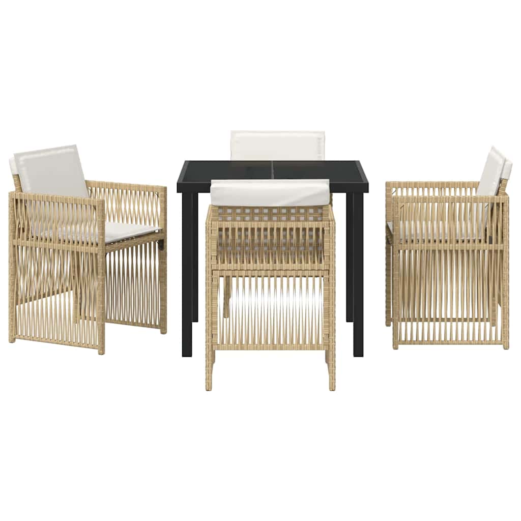 Garten Essgruppe 5 pcs Beige Poly Rattan