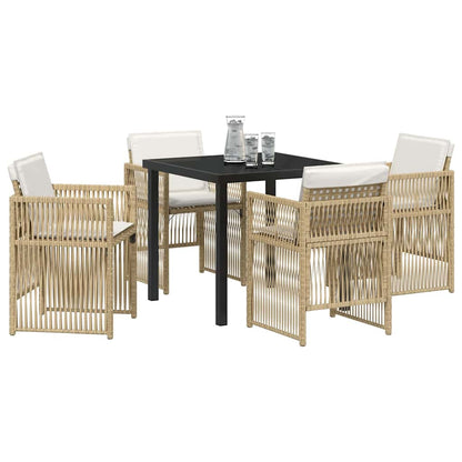 Garten Essgruppe 5 pcs Beige Poly Rattan