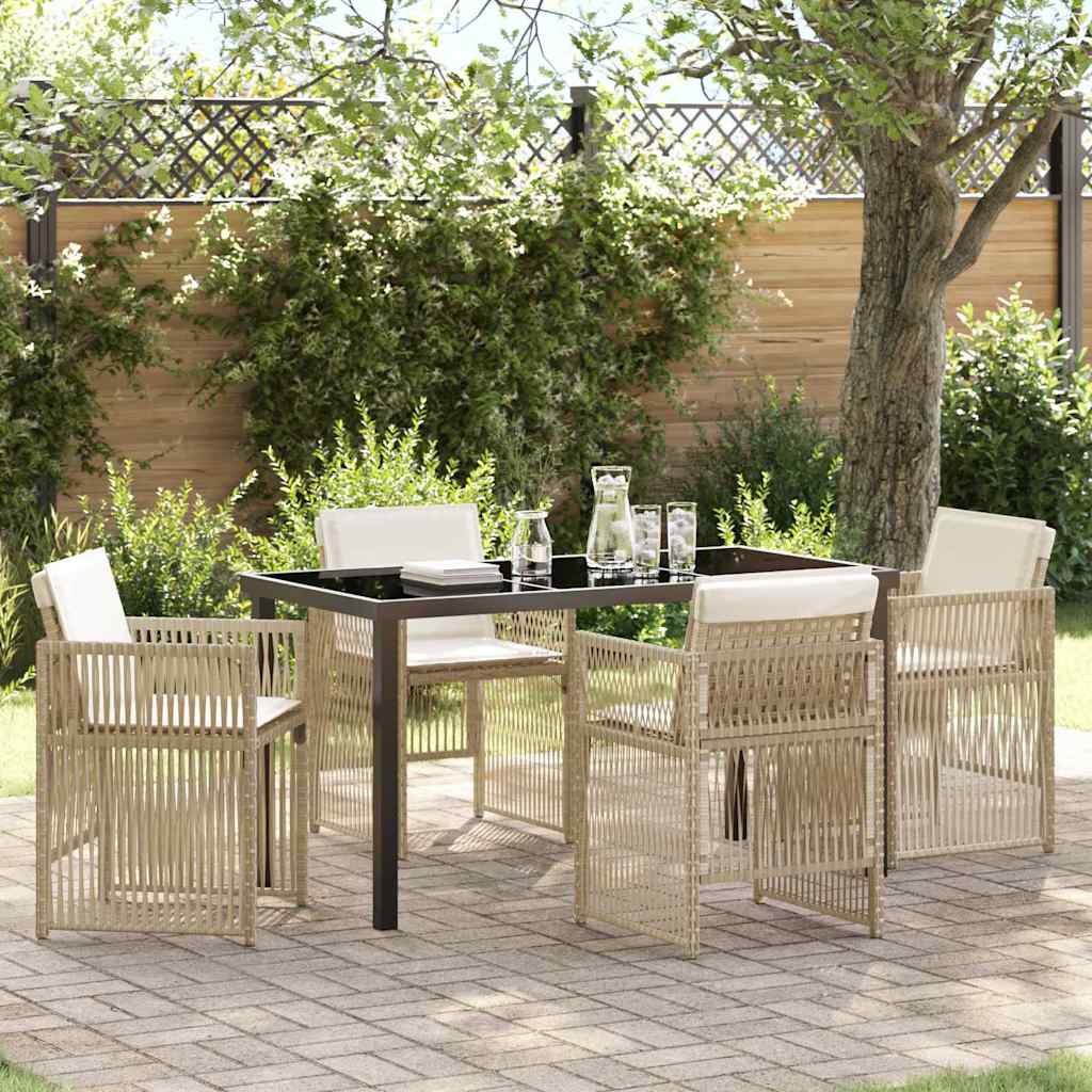 Garten Essgruppe 5 pcs Beige Poly Rattan