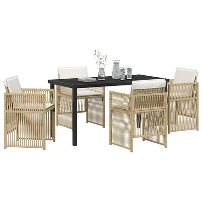 Garten Essgruppe 5 pcs Beige Poly Rattan