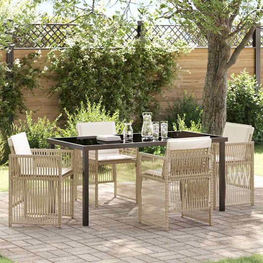 Garten Essgruppe 5 pcs Beige Poly Rattan