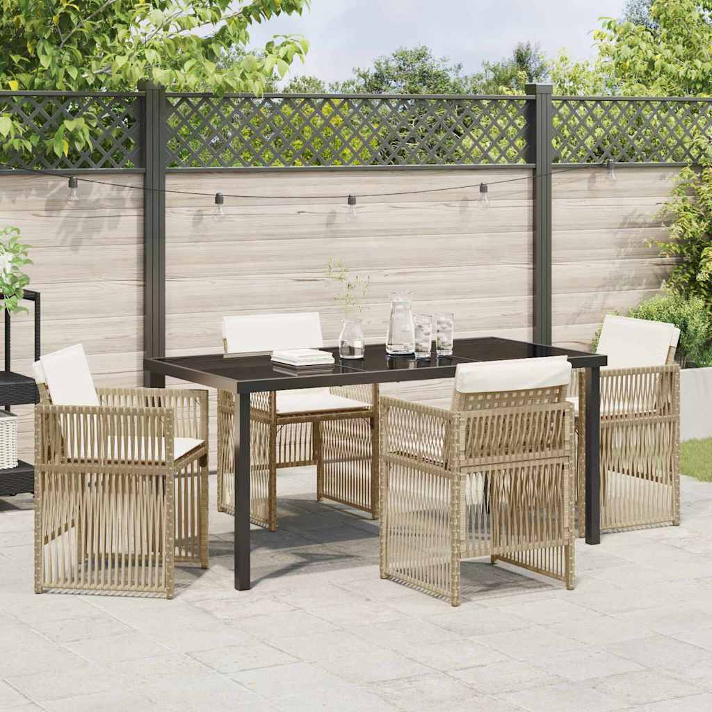 Garten Essgruppe 5 pcs Beige Poly Rattan