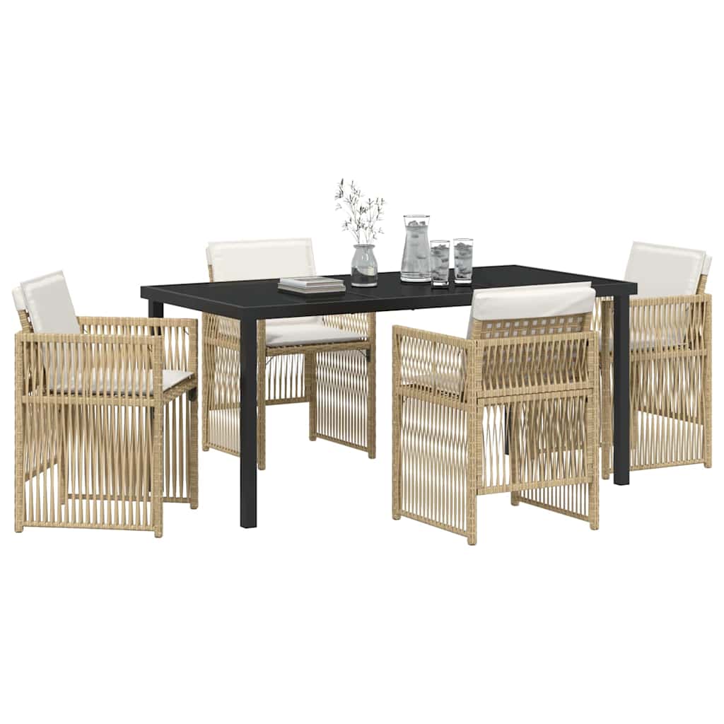 Garten Essgruppe 5 pcs Beige Poly Rattan