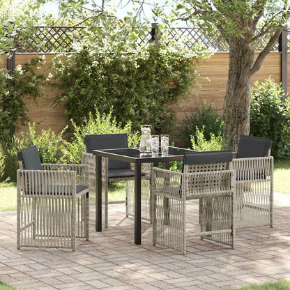Garten Essgruppe 5 pcs Hellgrau Poly Rattan