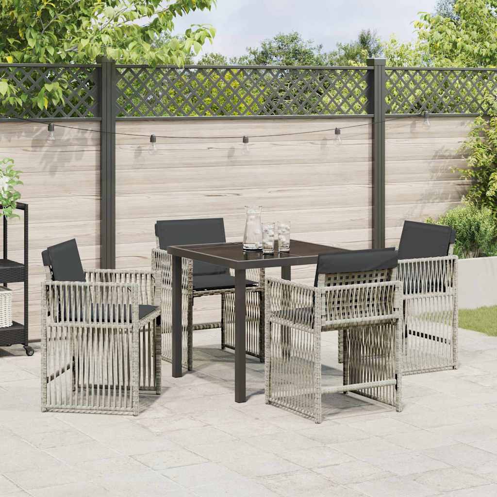 Garten Essgruppe 5 pcs Hellgrau Poly Rattan