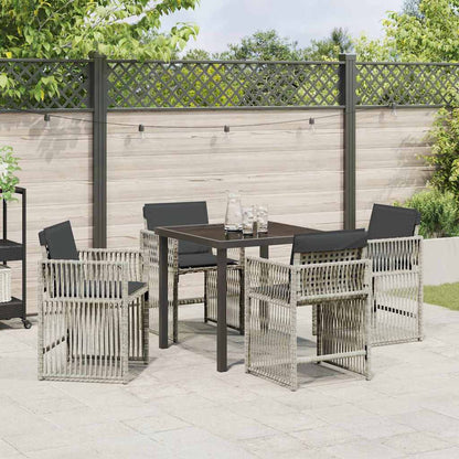 Garten Essgruppe 5 pcs Hellgrau Poly Rattan