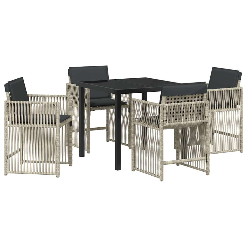 Garten Essgruppe 5 pcs Hellgrau Poly Rattan