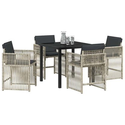 Garten Essgruppe 5 pcs Hellgrau Poly Rattan
