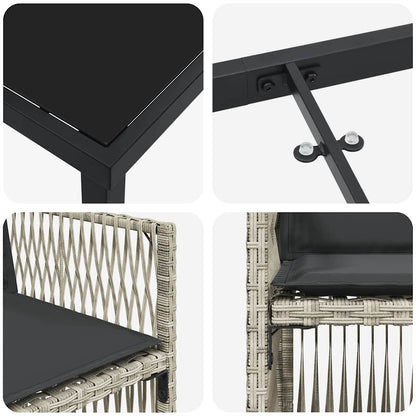 Garten Essgruppe 5 pcs Hellgrau Poly Rattan