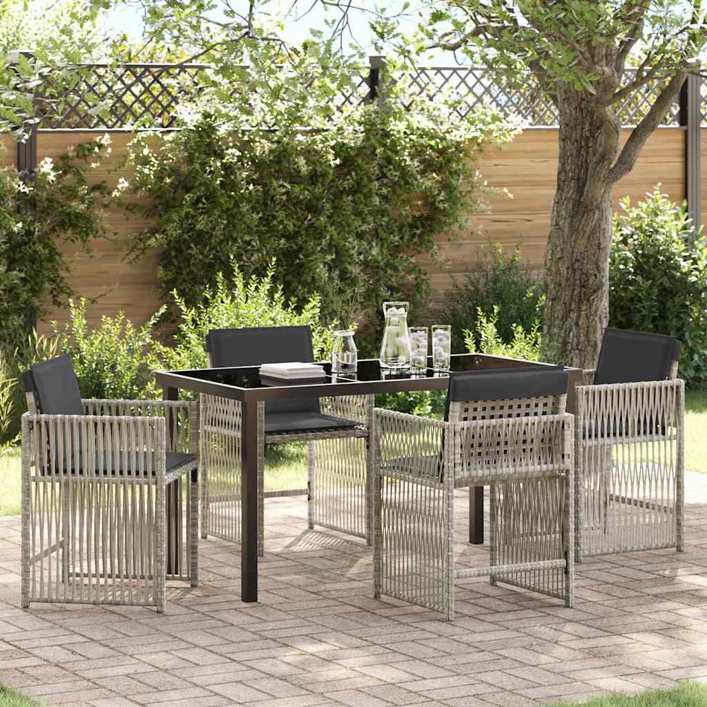 Garten Essgruppe 5 pcs Hellgrau Poly Rattan