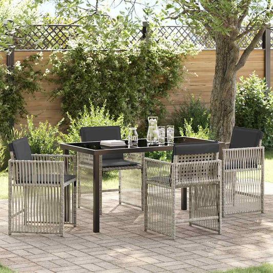 Garten Essgruppe 5 pcs Hellgrau Poly Rattan