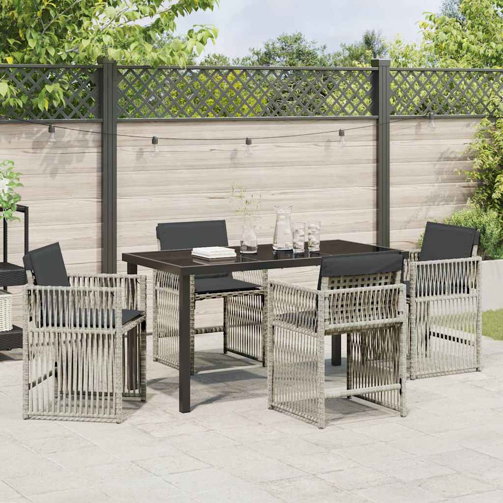 Garten Essgruppe 5 pcs Hellgrau Poly Rattan