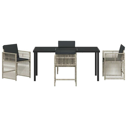 Garten Essgruppe 5 pcs Hellgrau Poly Rattan