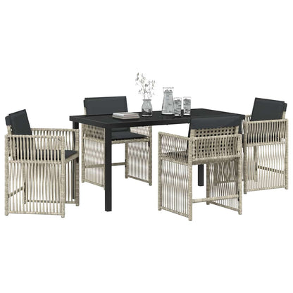 Garten Essgruppe 5 pcs Hellgrau Poly Rattan