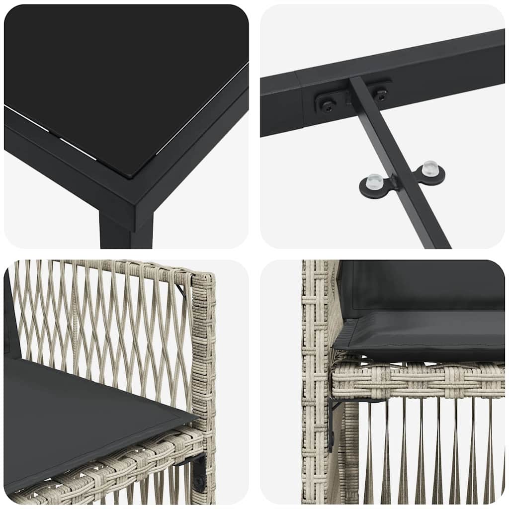 Garten Essgruppe 5 pcs Hellgrau Poly Rattan