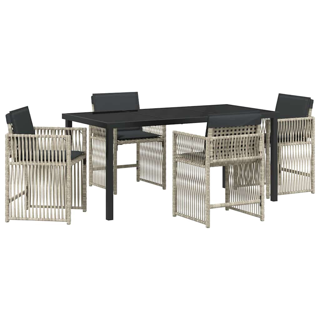 Garten Essgruppe 5 pcs Hellgrau Poly Rattan