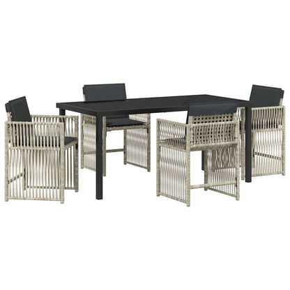 Garten Essgruppe 5 pcs Hellgrau Poly Rattan