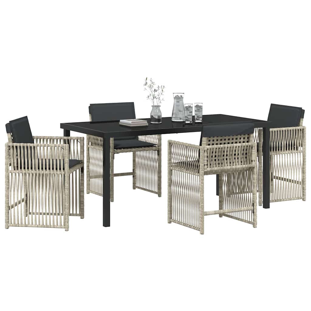 Garten Essgruppe 5 pcs Hellgrau Poly Rattan