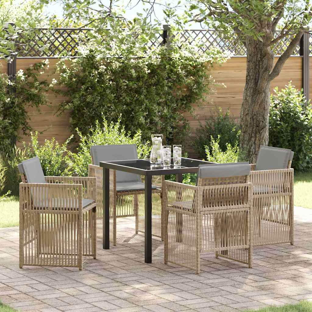Garten Essgruppe 5 pcs Beige Poly Rattan