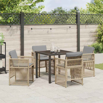 Garten Essgruppe 5 pcs Beige Poly Rattan