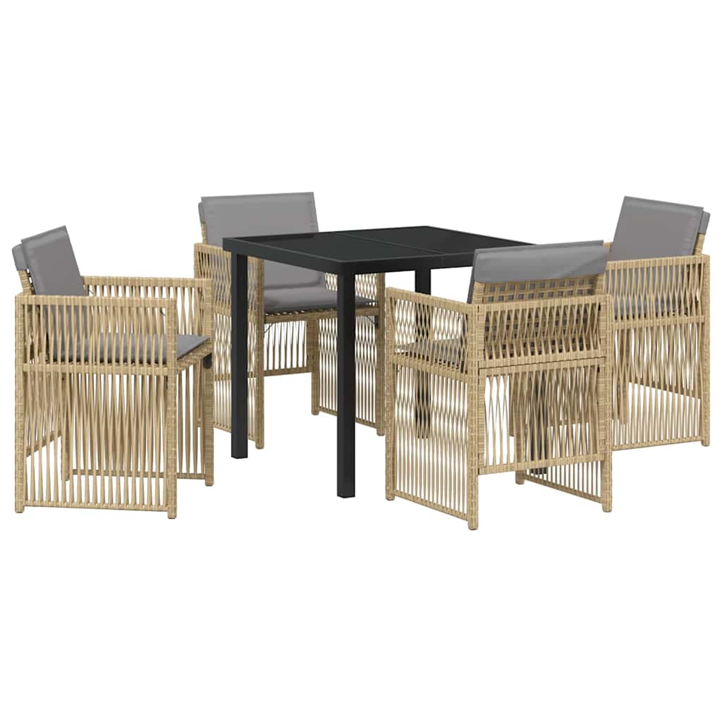 Garten Essgruppe 5 pcs Beige Poly Rattan
