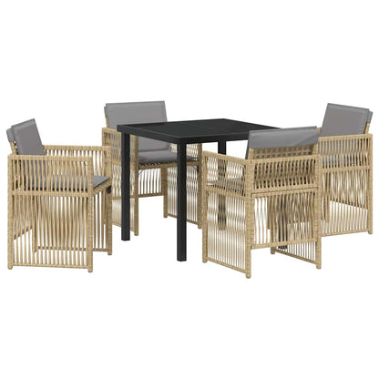 Garten Essgruppe 5 pcs Beige Poly Rattan