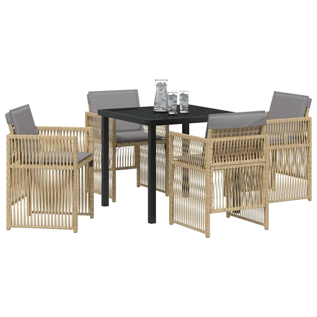 Garten Essgruppe 5 pcs Beige Poly Rattan