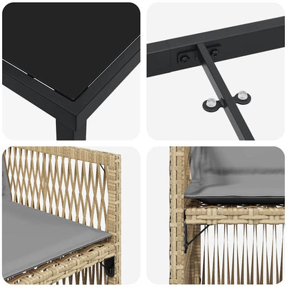 Garten Essgruppe 5 pcs Beige Poly Rattan