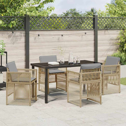 Garten Essgruppe 5 pcs Beige Poly Rattan