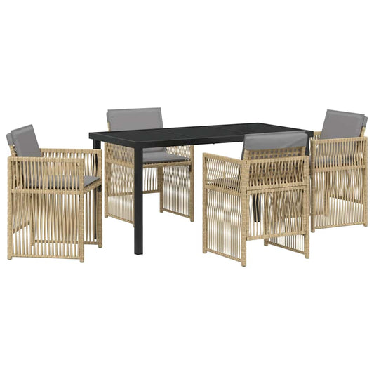 Garten Essgruppe 5 pcs Beige Poly Rattan