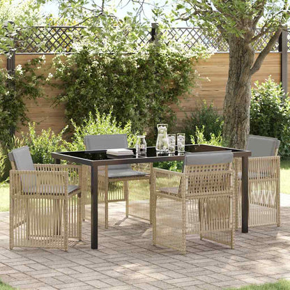 Garten Essgruppe 5 pcs Beige Poly Rattan