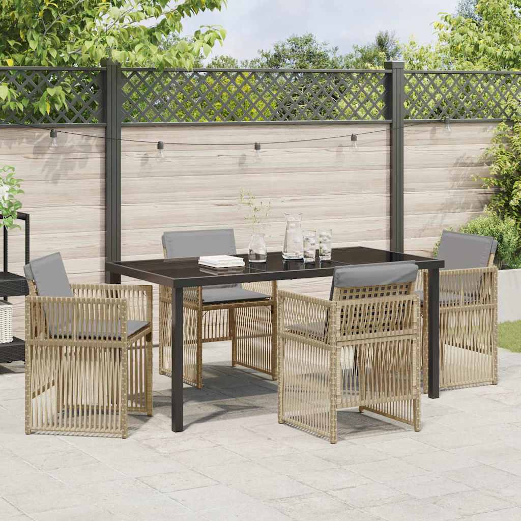 Garten Essgruppe 5 pcs Beige Poly Rattan