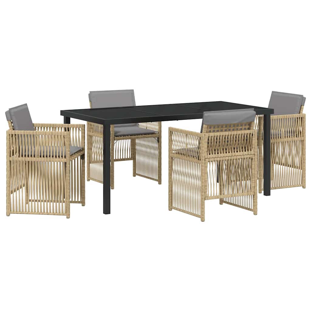 Garten Essgruppe 5 pcs Beige Poly Rattan