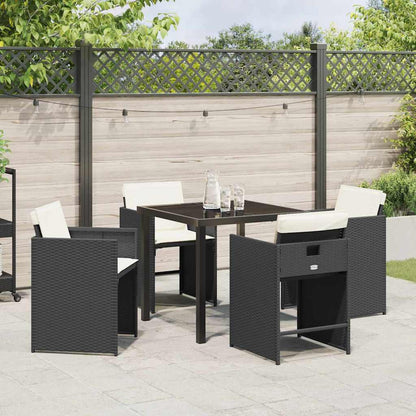 Garten Essgruppe 5 pcs Schwarz Poly-Rattan