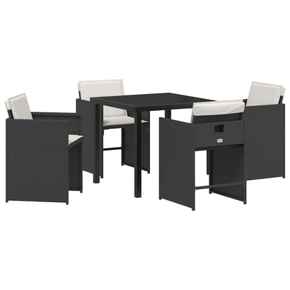Garten Essgruppe 5 pcs Schwarz Poly-Rattan