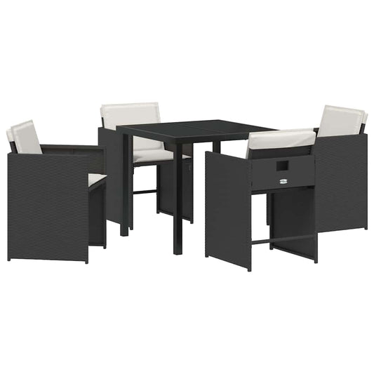 Garten Essgruppe 5 pcs Schwarz Poly-Rattan