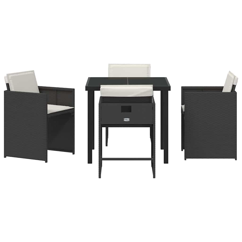 Garten Essgruppe 5 pcs Schwarz Poly-Rattan