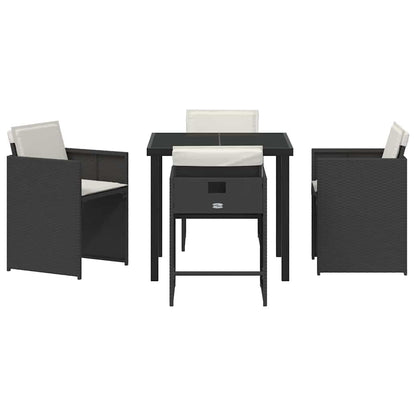 Garten Essgruppe 5 pcs Schwarz Poly-Rattan