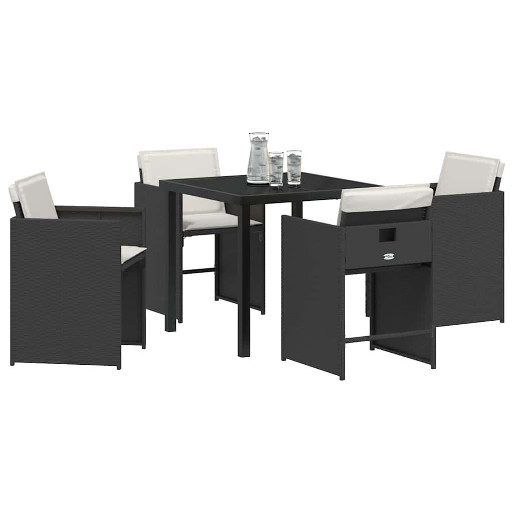 Garten Essgruppe 5 pcs Schwarz Poly-Rattan