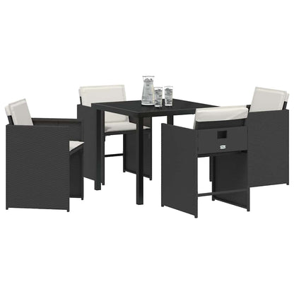 Garten Essgruppe 5 pcs Schwarz Poly-Rattan
