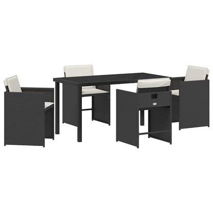 Garten Essgruppe 5 pcs Schwarz Poly-Rattan