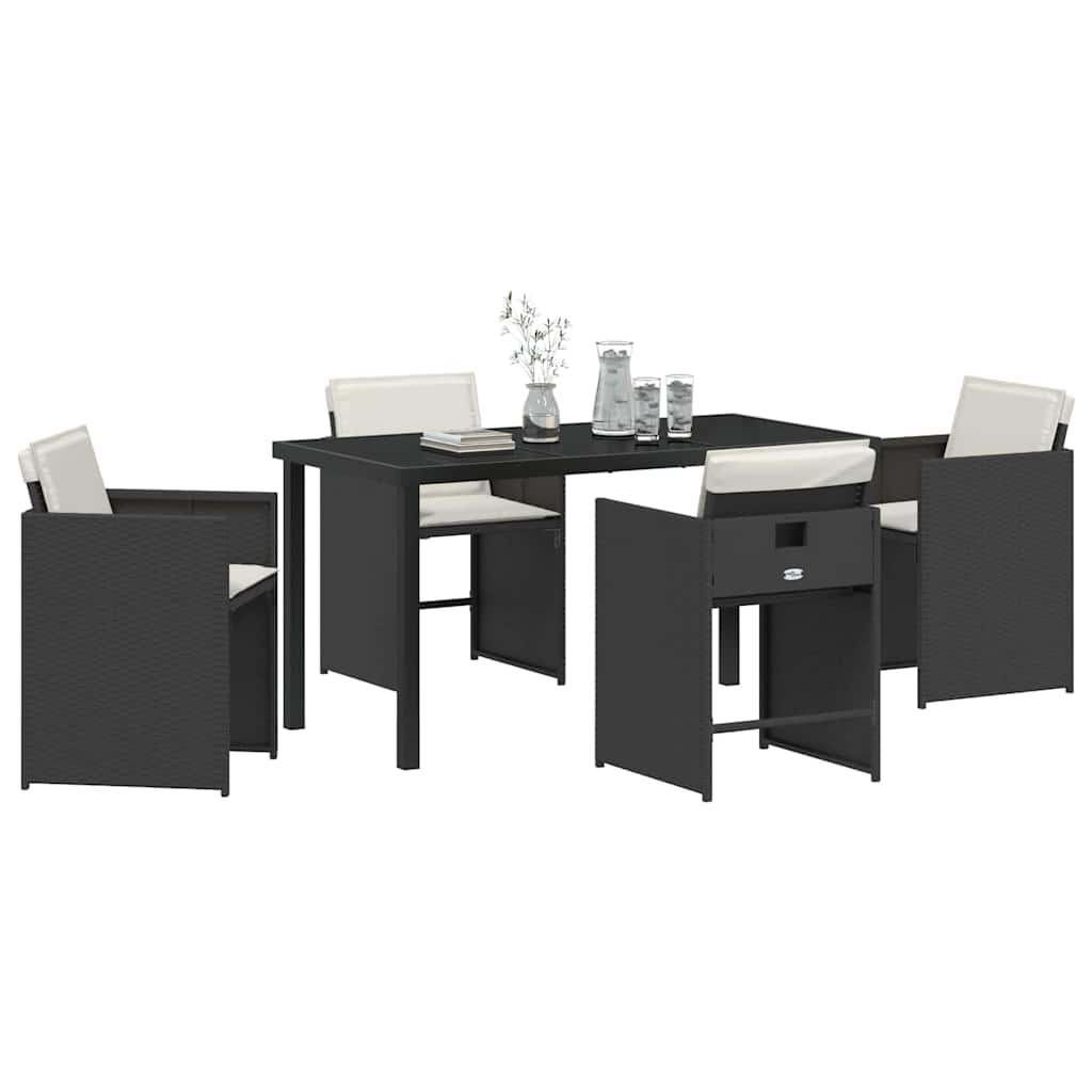 Garten Essgruppe 5 pcs Schwarz Poly-Rattan