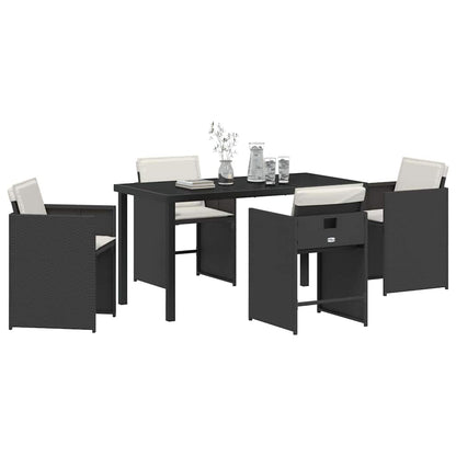 Garten Essgruppe 5 pcs Schwarz Poly-Rattan