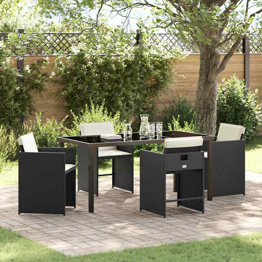 Garten Essgruppe 5 pcs Schwarz Poly-Rattan
