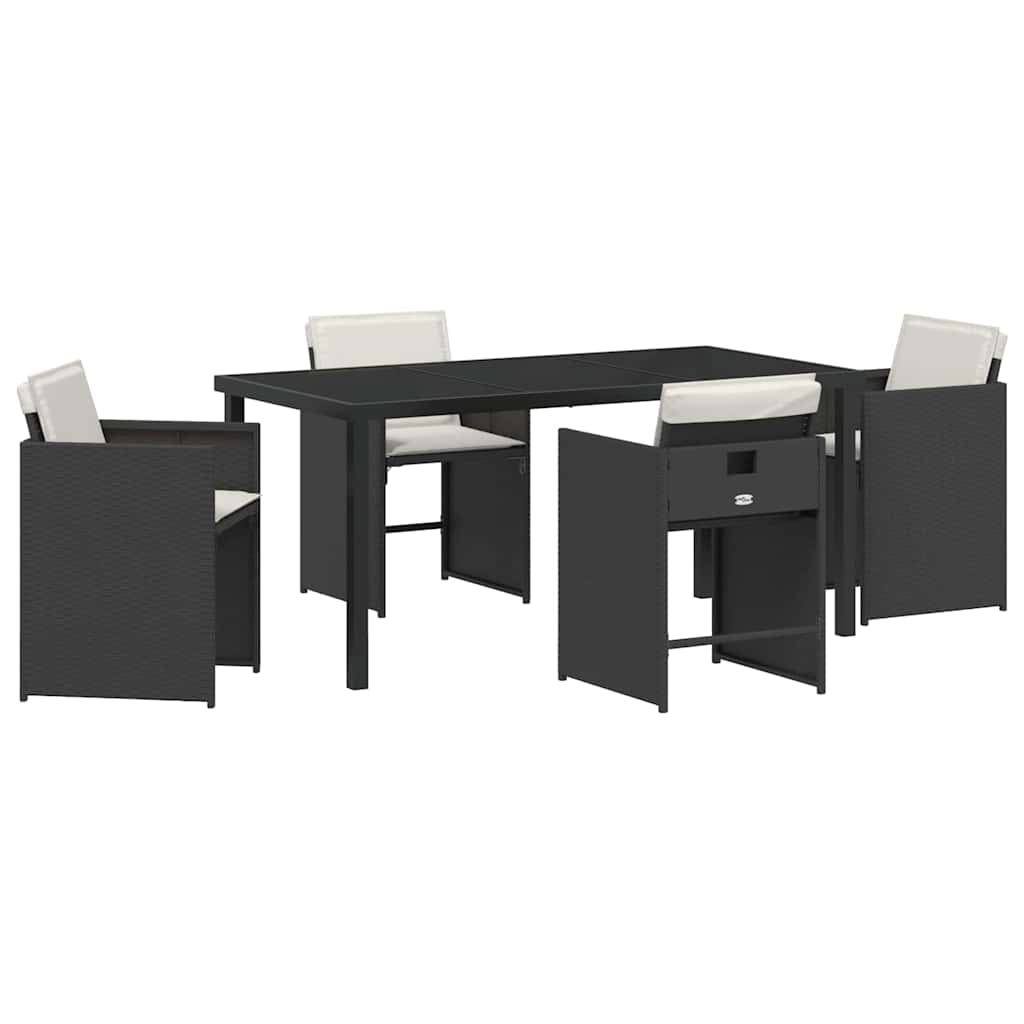 Garten Essgruppe 5 pcs Schwarz Poly-Rattan