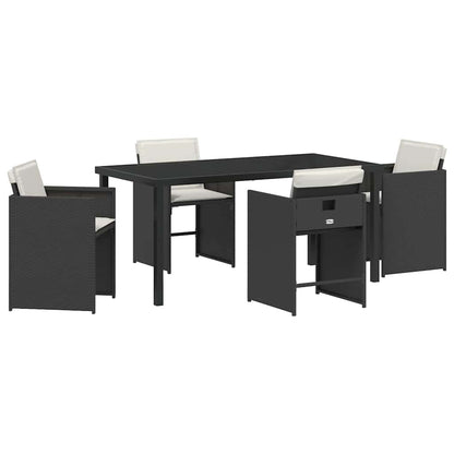 Garten Essgruppe 5 pcs Schwarz Poly-Rattan