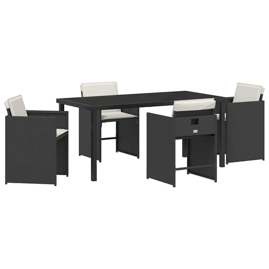 Garten Essgruppe 5 pcs Schwarz Poly-Rattan