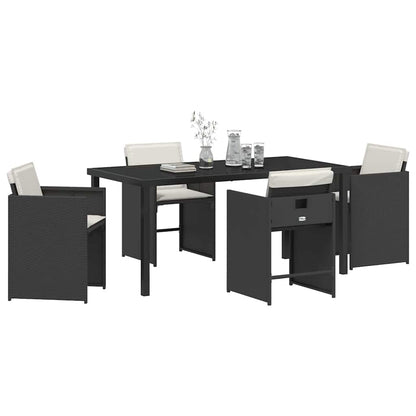 Garten Essgruppe 5 pcs Schwarz Poly-Rattan