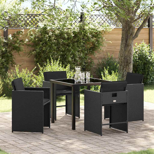 Garten Essgruppe 5 pcs Schwarz Poly-Rattan