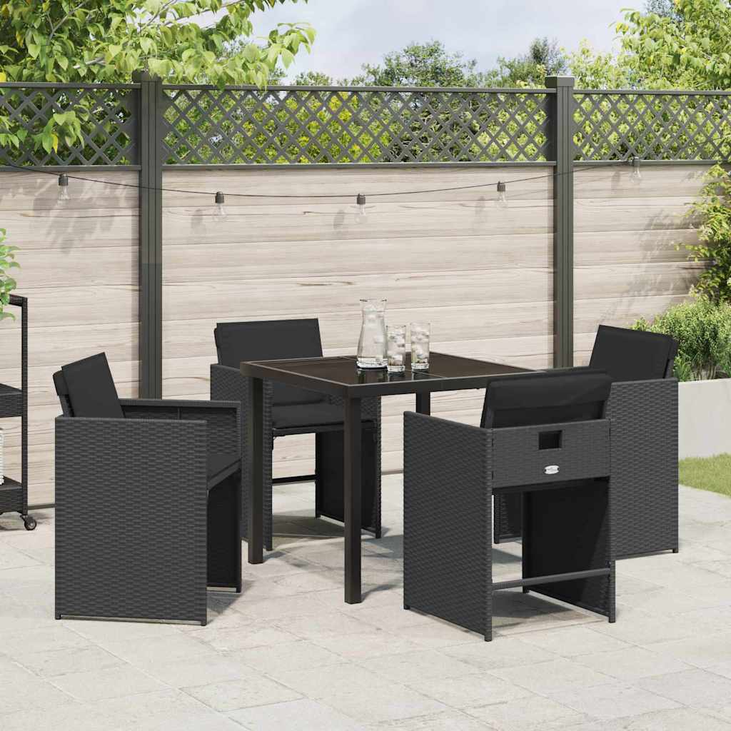 Garten Essgruppe 5 pcs Schwarz Poly-Rattan